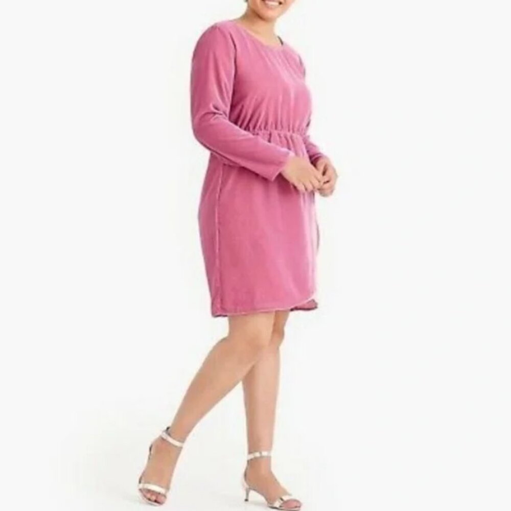 J. Crew Pink Velvet Tulip Hem Dress rose pink 6‎